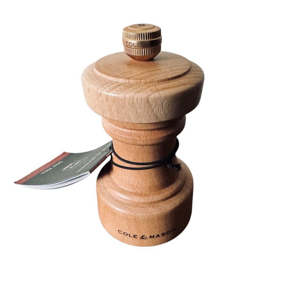 Cole & Mason Hoxton Salt Mill Grinder New Light Wood Manuel Adjustable